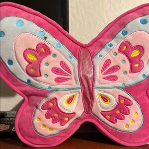 Soft Decorative Accent Vibrant Pink Butterfly Pillow